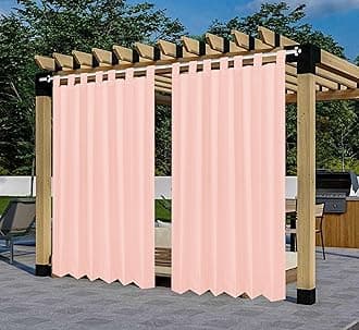 Polyester 300GSM Fabric Waterproof Rain & Sun Blockage Curtains(Pink 4.5 X 7.5 Feet,Pack of 2) with Top Style Loop Used for Door,Balcony,Outdoor & Indoor Area