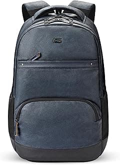 Gear Vintage2 Anti Theft Faux Leather 18 Inch/48 cms Navy Blue Black 28Ltr Laptop Backpack (LBPVG2LTH0501)
