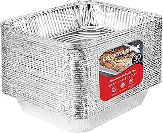 Stock Your Home Aluminum Pans 9x13 Disposable Foil Pans (30 Pack) - Half Size Steam Table Deep Trays - Tin Foil Pans Great for Cooking, Heating, Storing, Prepping Food