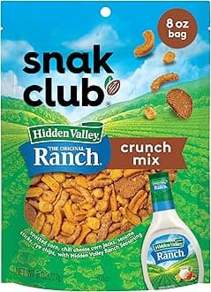 Crunch Mix with Hidden Valley Ranch Seasoning, Toasted Corn, Chili Cheese Corn Jacks, Sesame Sticks, and Rye Chips, Kosher Snack, 8 oz Resealable Bag