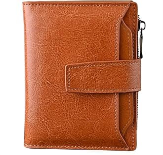 Women's Small Leather RFID Blocking Bifold Zipper Pocket Wallet Ladies Credit Card Slots Purse with id Window