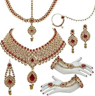 Wedding Designer Gold Plated Dulhan Choker Bridal Set with sheeshpatti for Girls & Women (2475-L1ZS-KD124-)