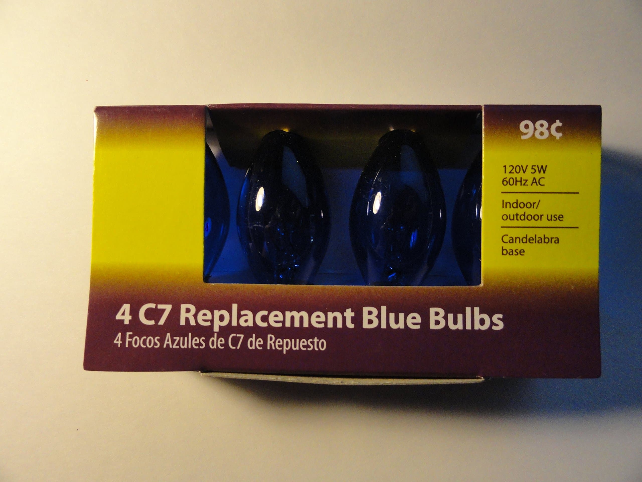 4 C7 Replacement Blue Transparent Bulbs