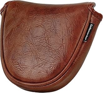 Craftsman Golf Premium Leather Brown Blade Mallet Putter Cover Driver Fairway Wood Headcover Cover Magnetic Closure