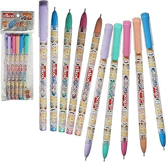 ELKOS BLUE Ballpoint Pens, 0.7mm Fine Point, Pack of 20, Cuty Ball Pens, Smooth Writing, School Office Home Everyday Pens, ZOFAX Black Ball Pen