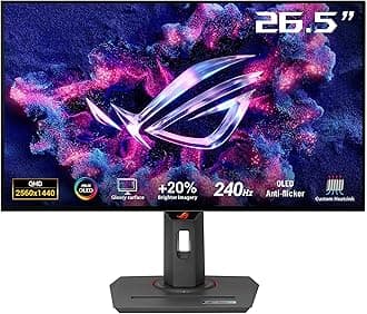 ROG Strix 27” 1440P OLED Gaming Monitor (XG27AQDMG) - QHD, Glossy OLED, 240Hz, 0.03ms, Custom Heatsink, Anti-flicker,Uniform Brightness, G-SYNC Compatible, 99% DCI-P3, DisplayWidget, 3yr warranty