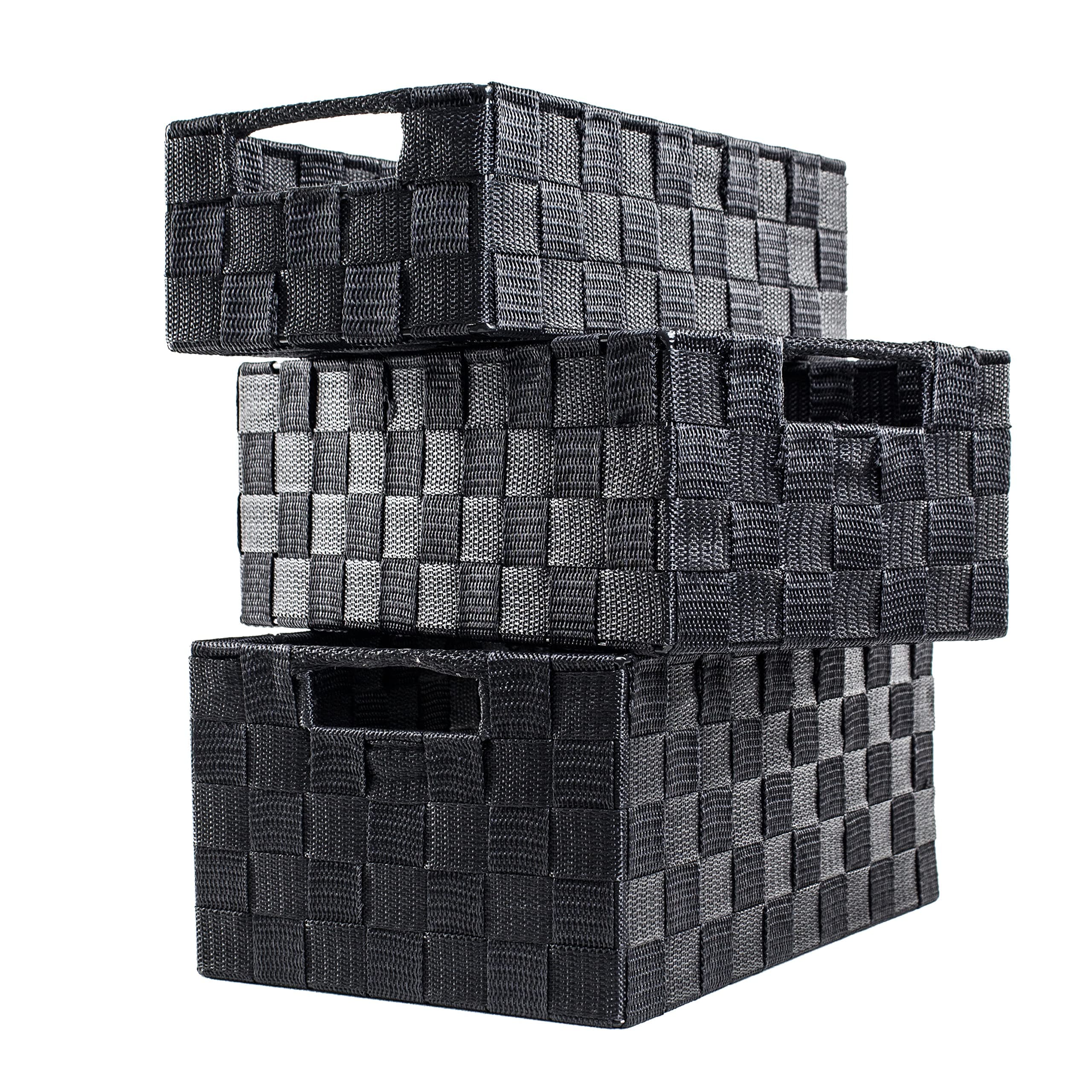 Storage Baskets, 3 Pack, Grey, Large Storage Baskets Sets, Woven Boxes for Home, Kitchens, Offices, Cupboards, Bathrooms, Shelves, Boxes