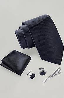 Massi Morino - Men tie set (incl. handkerchief + cufflinks + tie pin) Italian style ties for men