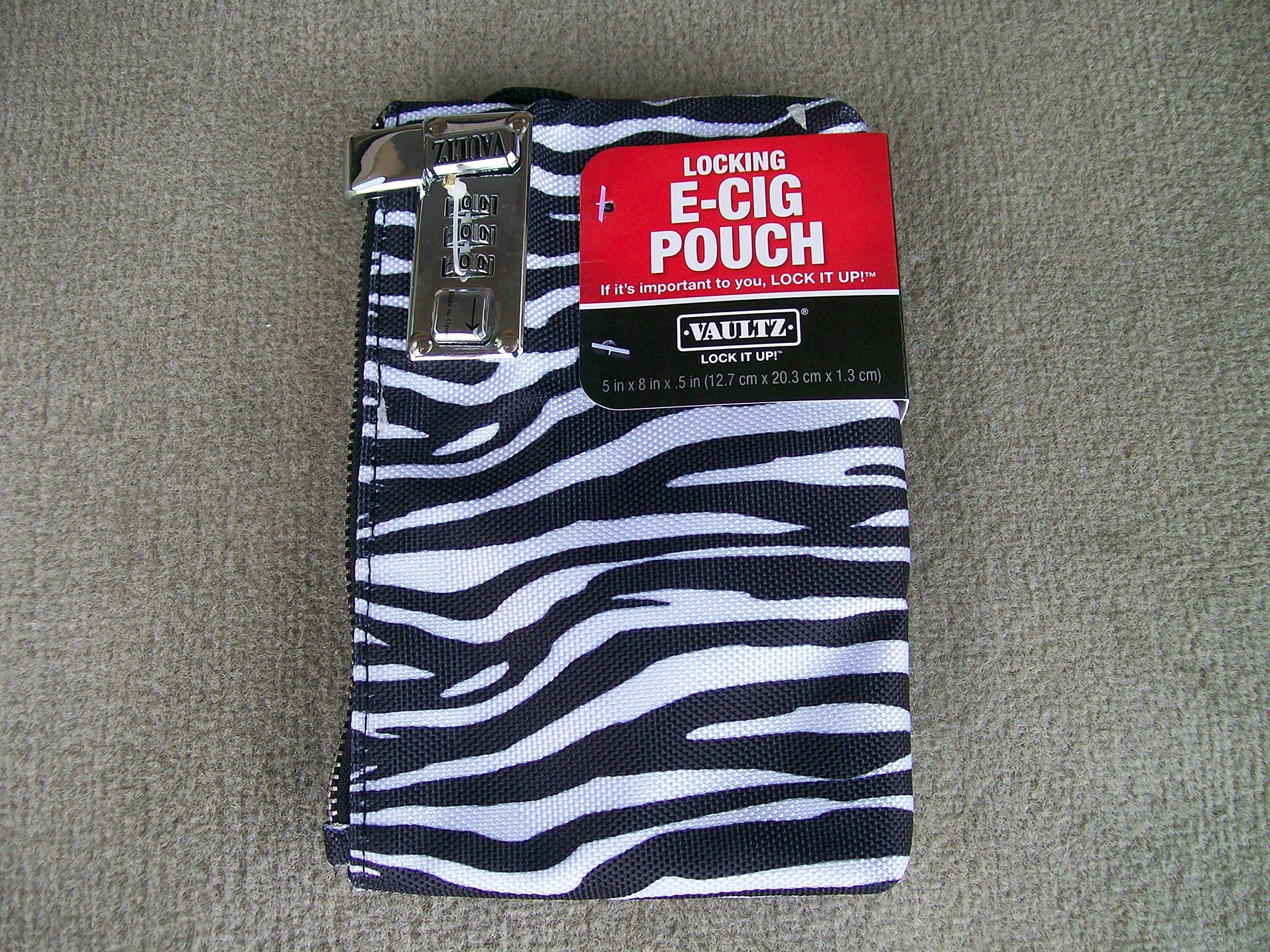 Locking E-Cig Vaping Device and Accessory Storage Pouch with Zebra Print by Vaultz