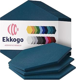 Acoustic Panels 12-Pack Soundproof Wall Panels 14''X13''X0.4'' Sound Panels High Density Sound Dampening Panels - [Ocean Turquoise Hexagon]