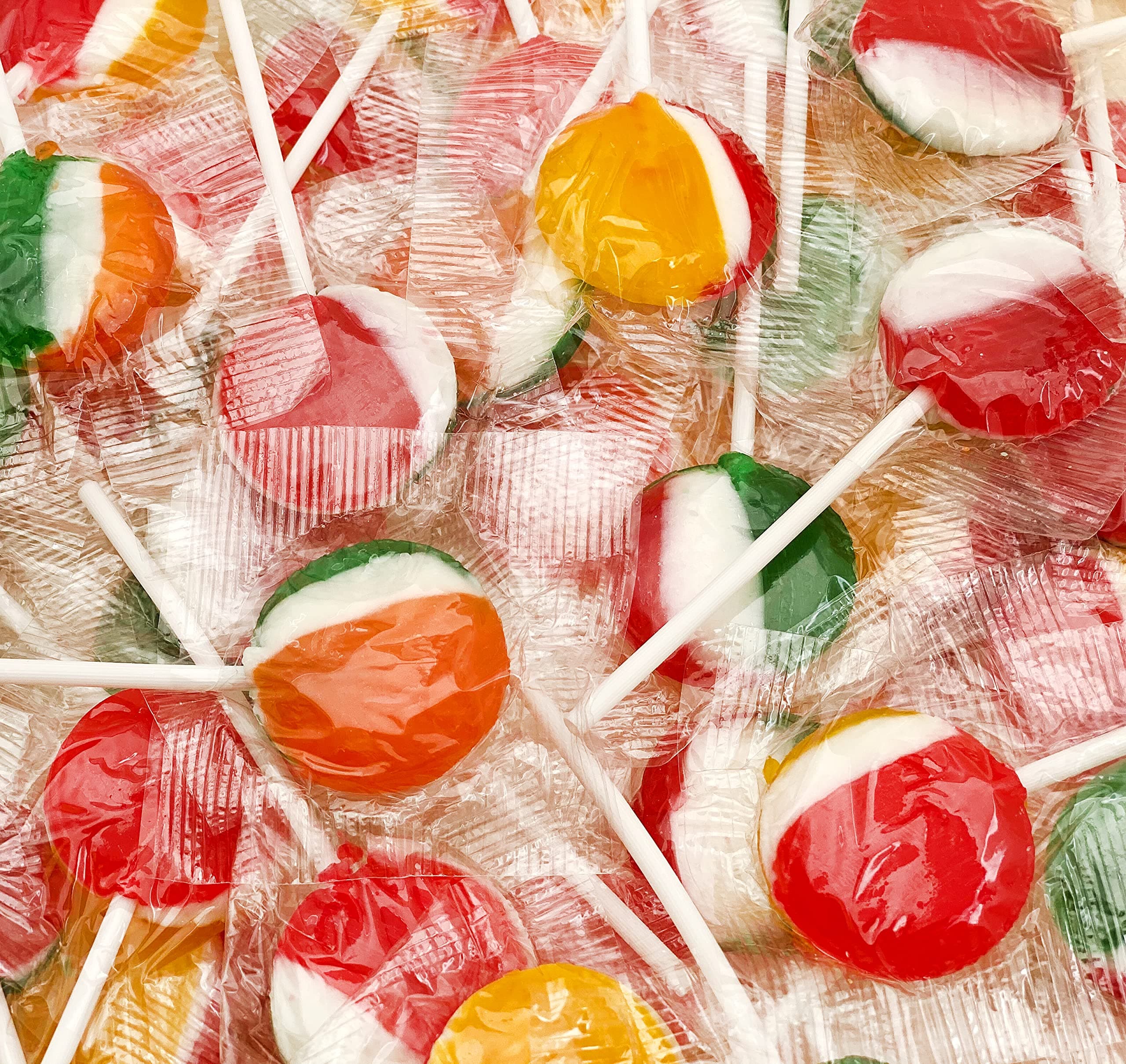 Fruit Lollipops - 2 Pound Bulk Pack (80 Count) - Assorted Fruit Flavored Hard Candy - Hard Candy Individually Wrapped - Flat Suckers for Parties and Goodie Bags