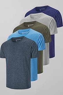 5 Pack Men's Dry Fit T Shirts, Athletic Running Gym Workout Short Sleeve Tee Shirts for Men