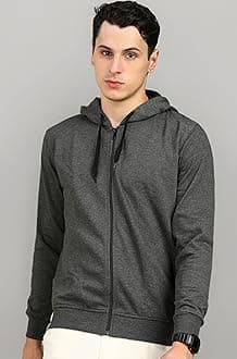 Men’s Solid Zipper Hooded Sweatshirt | Ribbed Hem, Lined Hood, Side Pockets, Durable Zip | Multiple Colors
