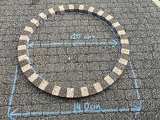 Garden Granite Circle Tree Surround Grass Border Paving Slab Stone Concrete Water Feature (CREAM/BROWN, 300)