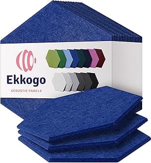 EkkogoAcoustic Panels 12-Pack Soundproof Wall Panels 12''X10''X0.4'' Sound Panels High Density Sound Dampening Panels - [Admiral Blue Hexagon]