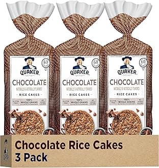 Quaker Large Rice Cakes, Chocolate, 7.23 oz Bags, (3 Pack), Gluten Free, Whole Grain, No Added Colors