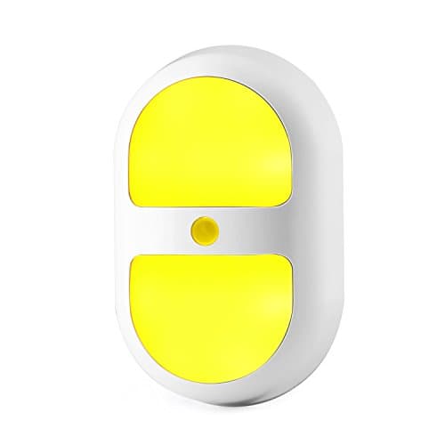 LederTEK Indoor Wireless Motion Sensor Night Light, Battery Powered, Smart Yellow Automatic Wall Lighting, PIR Bulb, Security Indicator Lamp for Interior Room, Kids Bedroom, Bathroom, Kitchen Closet