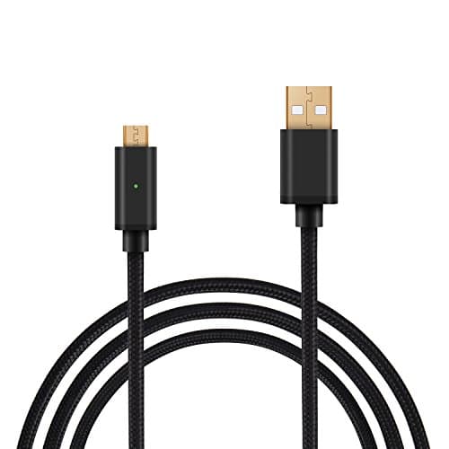 Micro USB Cable 2-Pack 3.3ft / 1m with Intelligent LED Indicator, CeeOne Premium Nylon Braided USB 2.0 A Male to Micro B Charging Cables for Samsung, HTC, Huawei, Sony, Nexus, Motorola, Nokia, Android and More (3.3ft / 1m, Black)