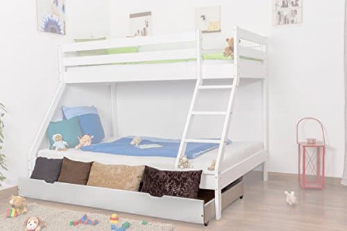 Bedbox for bunk bed Lukas solid beech wood painted white
