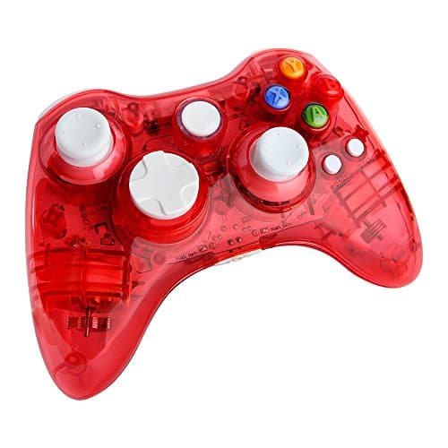 Xbox 360 wireless controller,Uniway XC03 transparent Xbox controller wireless PC Gamepad with LED-Red