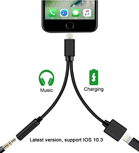 iphone 7 adapter,iphone 7 Plus,2 in 1 Lightning to 3.5 mm Headphone Jack Adapter and Charger,Fitar iPhone 7 / Plus Adapter(Black)