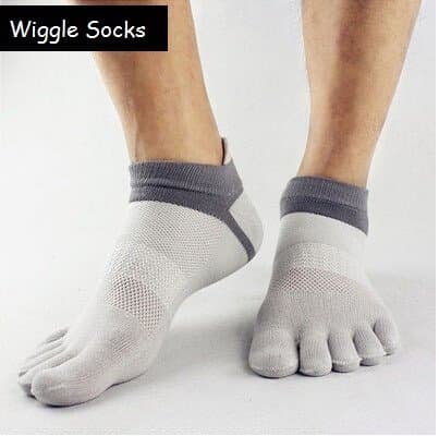 Wiggle Socks From Cerkos: Toe Socks For Men, Toe Separator Socks, Five Finger Socks, 5 Toe Socks, 5 Finger Socks, Toe Shoe Socks For Men (Light Grey Wiggle Socks)