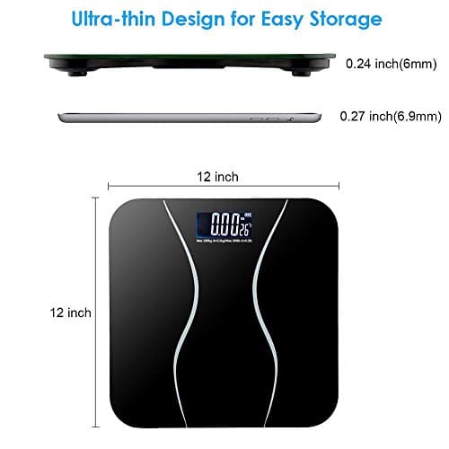 Scale Digital Precision Sensor Gram kg/lb/st Electronic LCD Step On Bathroom Vintage Portable Body Weight With Battery