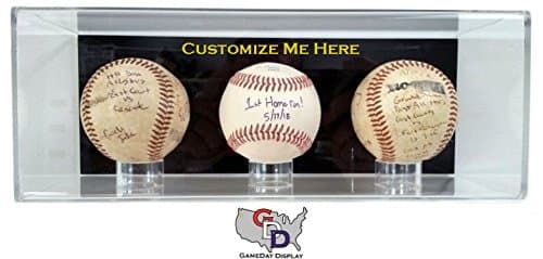 Custom Create Your Own Text 3 Baseball Display Case Acrylic Wall Mount by GameDay Display
