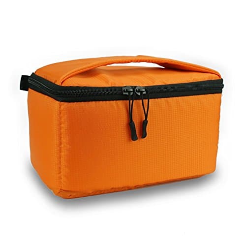Camera Insert Protective Bag Camera Inner Case Bag Camera Case Insert Storage 10.2x5.9x5.5 inch Padded Shockproof Foldable Liner Lens Pouch for DSLR Shot Or Flash Light (Orange)