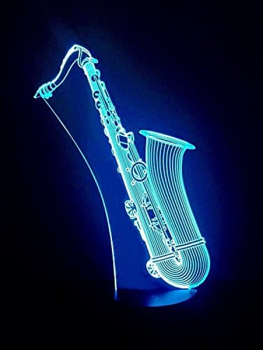 3D Sax Night Light USB Touch Switch Decor Table Desk Optical Illusion Lamps 7 Color Changing Lights LED Table Lamp Xmas Home Love Brithday Children Kids Decor Toy Gift