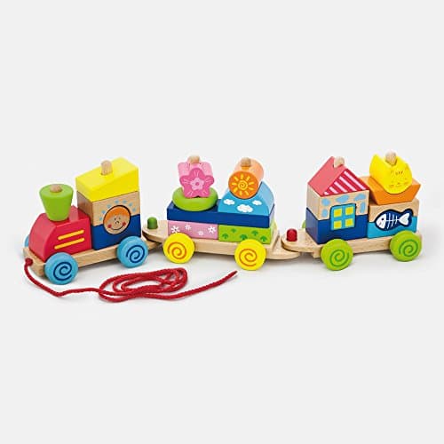 Viga Original Educational Toy Pull Along Stacking Train Eco Friendly & Safety for Ages 18 Month and Up