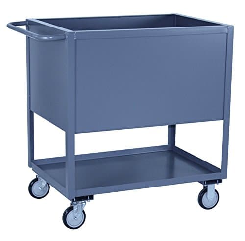 Jamco Products Inc BD136-U5-GP Four Sided Solid Box Truck 18 x 36, with 5 inch x 1 4 inch Urethane Casters, Two Rigid, Two Swivel, Powder Coated Gray,