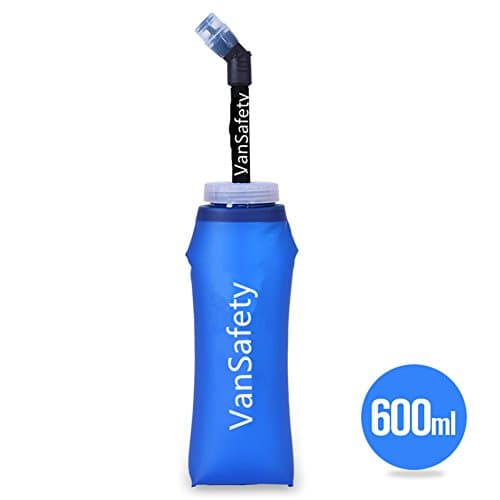 VanSafety Soft Flask Water Bottles Hydration Pack Push-Pull Cap Lightweight Marathon Hiking Cycling Running Walk 600ML