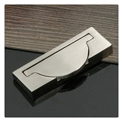 KFZ Flush Pull,Rectangular Recessed Concealed Sliding Drawer Handle,Invisible Door Knobs-Brushed Silver,HAO3143 Cabinet Hardware (5, 2.52"(64mm) Hole Center)