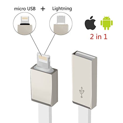 Micro USB and Lightning 2 in 1 Cable Data Transfer Charging Cord 3 Feet White