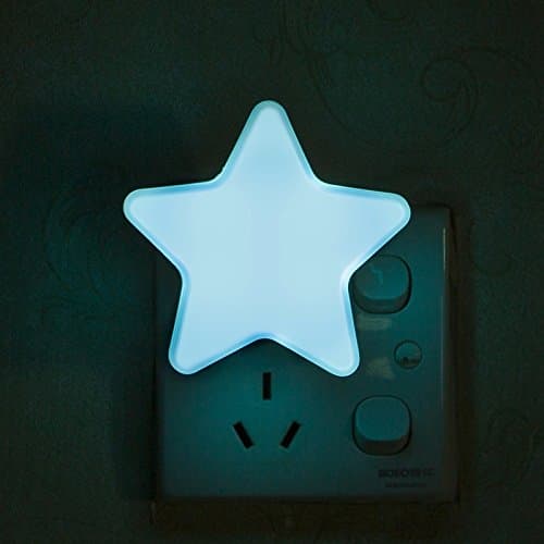 Mecar Power Saving,Light Control Intelligence LED Night Light,Cute Star Shape Lamp Small Night Light Bedroom Decor Gift-2PCS,Blue