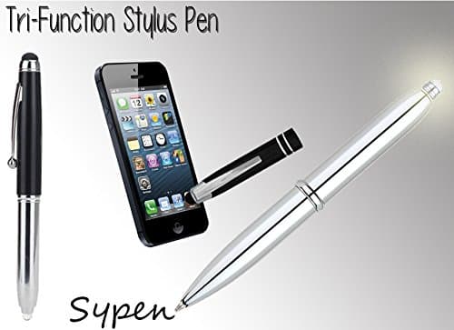 Tri-Function Capacitive Stylus Styli Flashlight Ballpoint Pen for Touchscreen, iPhone, Tablets (Black)