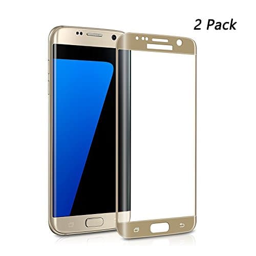 Galaxy S7 Edge Screen Protector,Daker Full Coverage Anti-Scratch, Anti-Fingerprint, Easy to Install Curved Tempered Glass Screen Protector for S7 Edge (gold 2 pack)