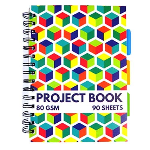 A5 Wirebound Project Notebook - 3D Cube Design - 3 Internal Dividers - 180 Pages