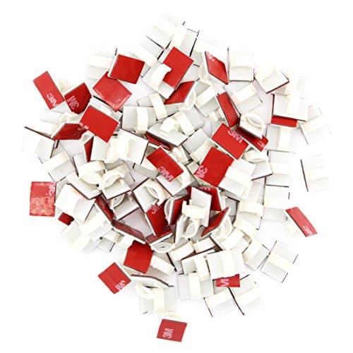 Adhesive Reusable White Cable Clips 100 Pack – Self Locking Wire Clips Cable Management Wire Holder Drop Cable Clamp Wire Cord - Multi-Purpose in Car, Home, Office and String Lights (White, 100pcs)