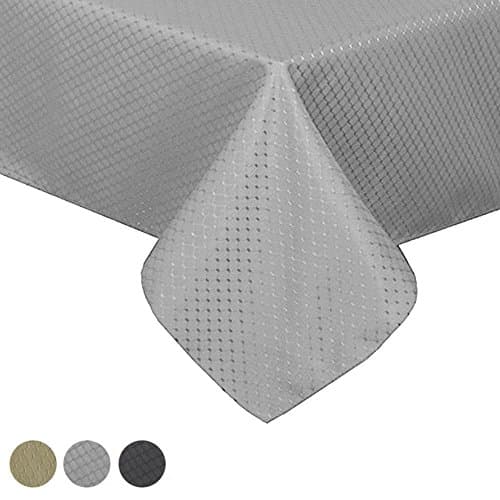 Wintop Waffle Jacquard Waterproof Tablecloth Polyester Rectangular Table Cover for Kitchen Dinning,Gray,60" x 84"