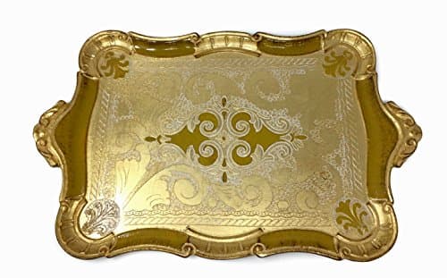 Authentic Florentine Gilded Rectangle Tray, Senape, Large