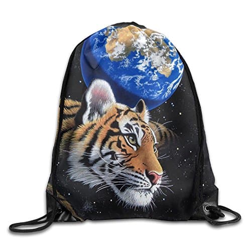 Tiger In Galaxy Space Durable Drawstring Backpack Athletic Sackpack For Men & Women School Travel Bag