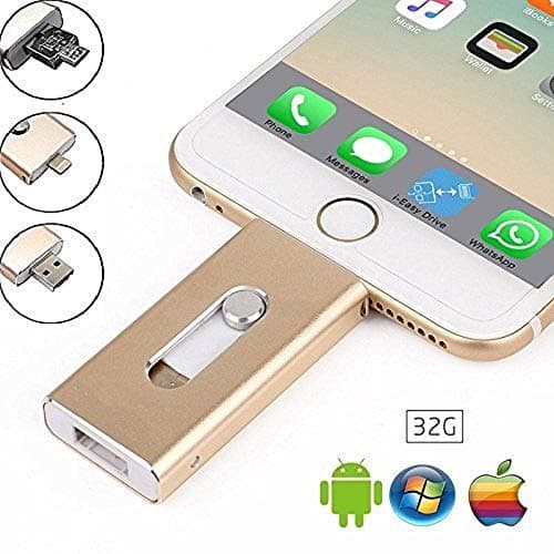 iPhone USB Flash Drive, iPad Memory Stick, iOS External Storage Memory Stick Thumb Drive Expansion for iOS Android PC Laptops (256GB, Gold)