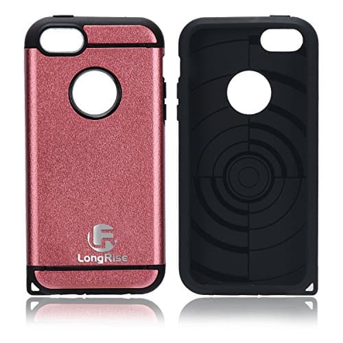iPhone SE Case, LongRise® Dual Layer Scratch Proof iPhone 5 5S SE Heavy Duty Armor Case (Red)