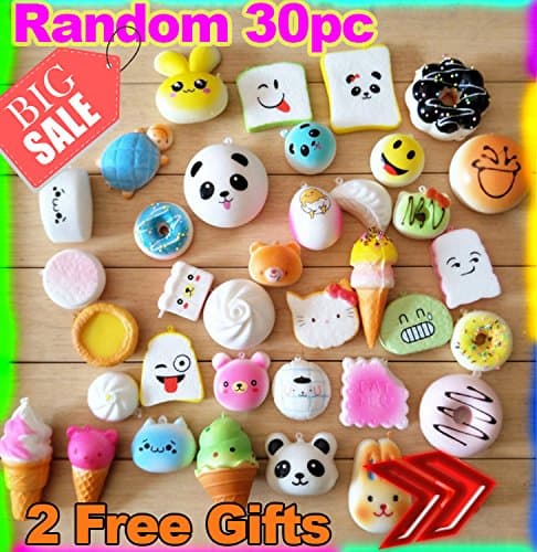 Random 30pc Jumbo/Medium/Mini Sized Slow rising Kawaii Simulation Soft Squishies With Jumbo Strawberry - Phone Straps & Prime 2 Day - Strival