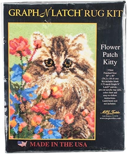 M C G Textiles Flower Patch Kitty Latch Hook Kit, 30" x 40"