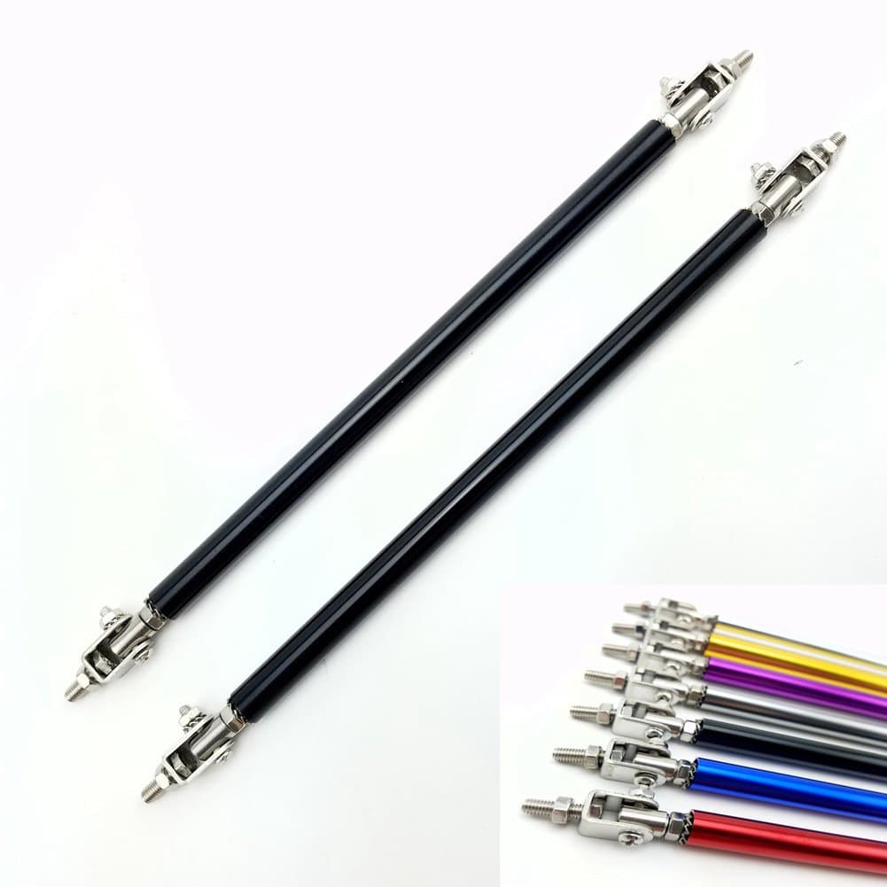 2x Black Adjustable Bumper Lip Diffuser Splitter Rod Strut Tie Bar Air Dam Splitter Support Rods 200mm