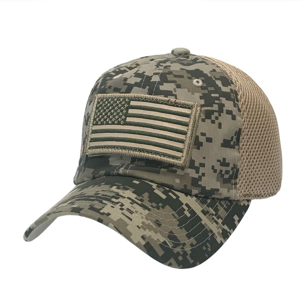 USA American Flag Patch Tactical Hat Mesh Back Adjustable Baseball Cap
