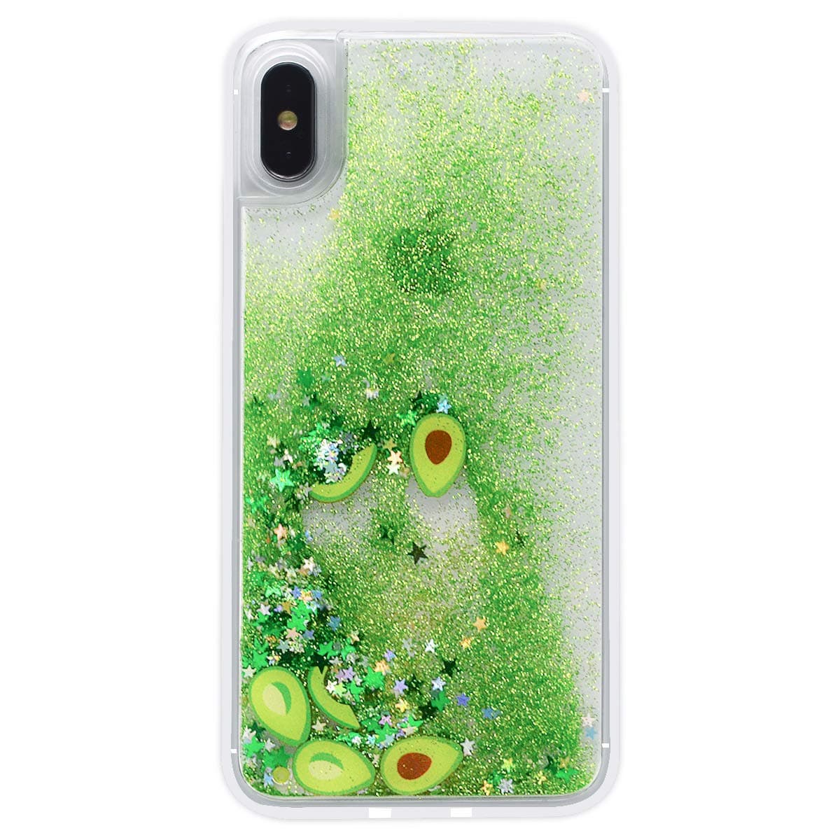 LUVI for iPhone 6 Plus/6s Plus Liquid Case Funny Shiny Stars Sparkle Green Quicksands Shell Flowing Floating Ultra Thin Clear Bumper Fruit Avocado Glitter Cover Fitted for iPhone 6 Plus/6s Plus 5.5"